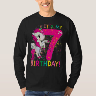 Camiseta Crianças É Meu 7 Aniversário De 7 Anos No Unicórni