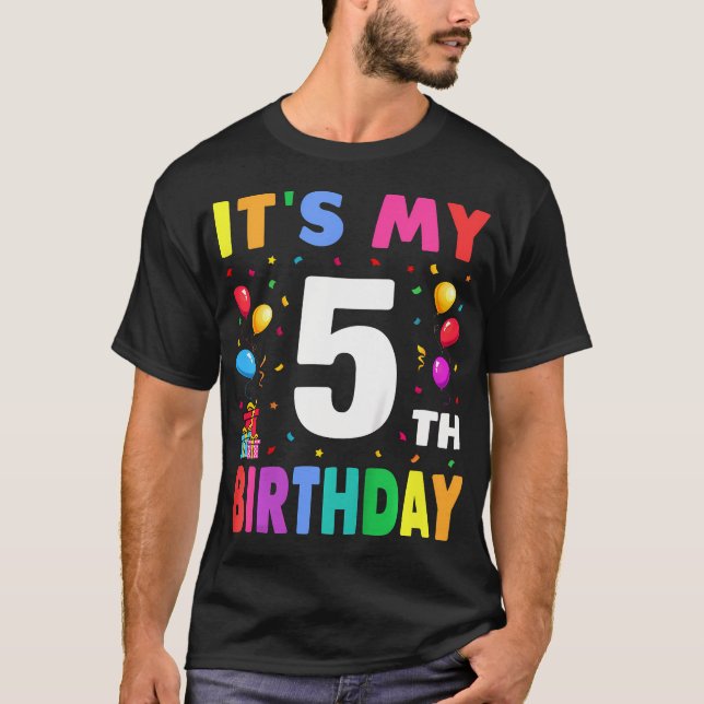 Camiseta Crianças É Meu Aniversário 5 5 Cinco Felizes Anive (Frente)