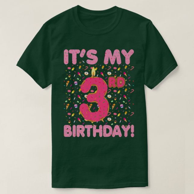 Camiseta Crianças, é meu aniversário de 3 anos Doce Bonbons (Frente do Design)