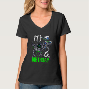 Camiseta Crianças É Meu Aniversário De 6 Anos Dinossauro Re