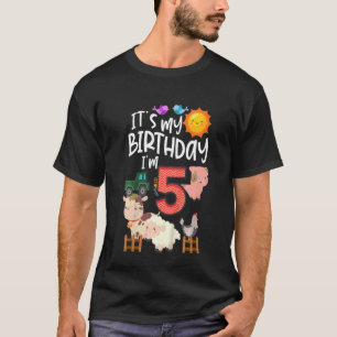Camiseta Crianças É Meu Aniversário, Tenho 5 Anos De Animai