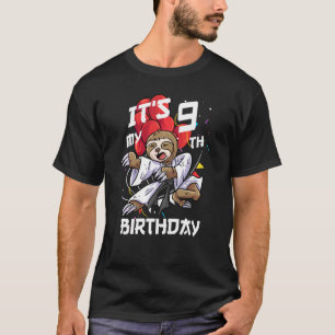 Camiseta Crianças é meu nono aniversário, 9 anos, Sloth Kar