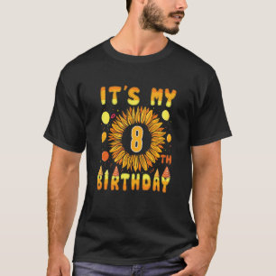 Camiseta Crianças É meu oitavo aniversário, girassol de 8 a