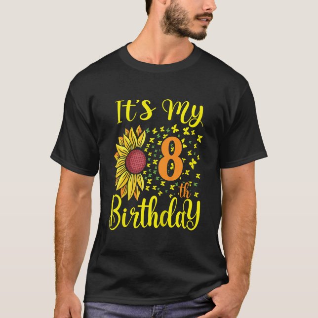 Camiseta Crianças É meu oitavo aniversário, girassol de 8 a (Frente)