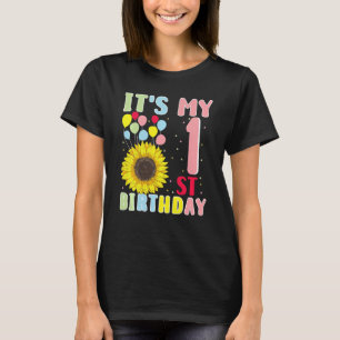 Camiseta Crianças É meu primeiro aniversario Girassol, 1 an