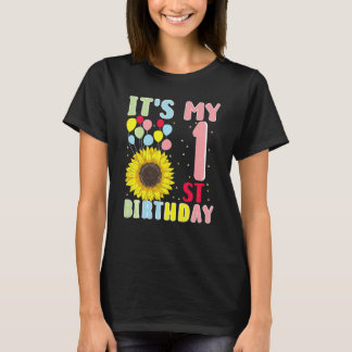 Camiseta Crianças É meu primeiro aniversario Girassol, 1 an
