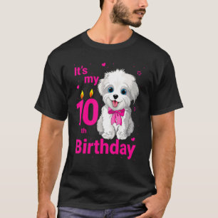 Camiseta Crianças É o meu 10º Cachorro de Aniversário com 1
