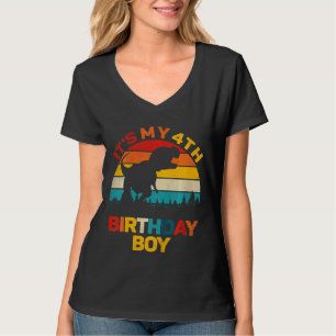 Camiseta Crianças É o meu 4º aniversário Meninos Dinossauro