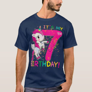 Camiseta Crianças é o meu 7 Birthday Unicorn de 7 anos