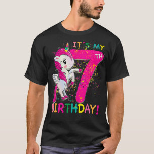 Camiseta Crianças é o meu 7 Birthday Unicorn de 7 anos