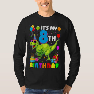 Camiseta Crianças É o meu 8.º aniversário Feliz 8 anos Rex
