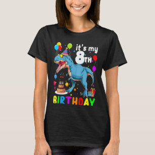 Camiseta Crianças É o meu 8.º aniversário Feliz 8 anos Rex