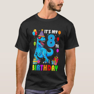 Camiseta Crianças É o meu 8.º aniversário Feliz 8 anos Rex