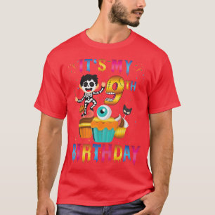 Camiseta Crianças, é o meu 9º Aniversário Ghost Skeleton Ha