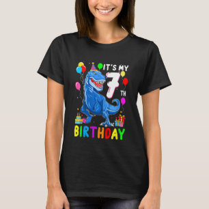 Camiseta Crianças É o meu aniversário 7 Feliz 7 anos Rex