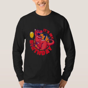 Camiseta Crianças É o meu aniversário 7 Feliz 7 anos Rex Di