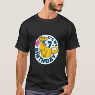 Camiseta Crianças É o meu aniversário 7 Feliz 7 anos Rex Di