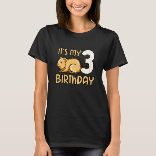 Camiseta Crianças, é o meu aniversário de 3 anos de Hamster