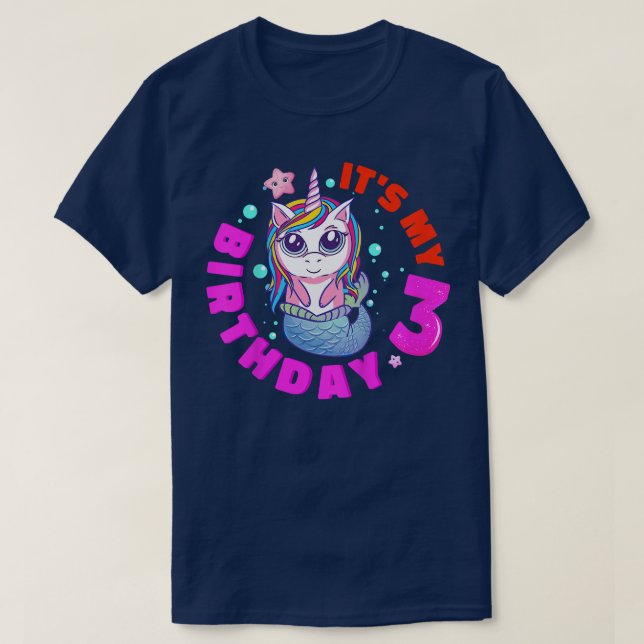 Camiseta Crianças é o meu aniversário de 3 anos Feliz 3 ano (Frente do Design)