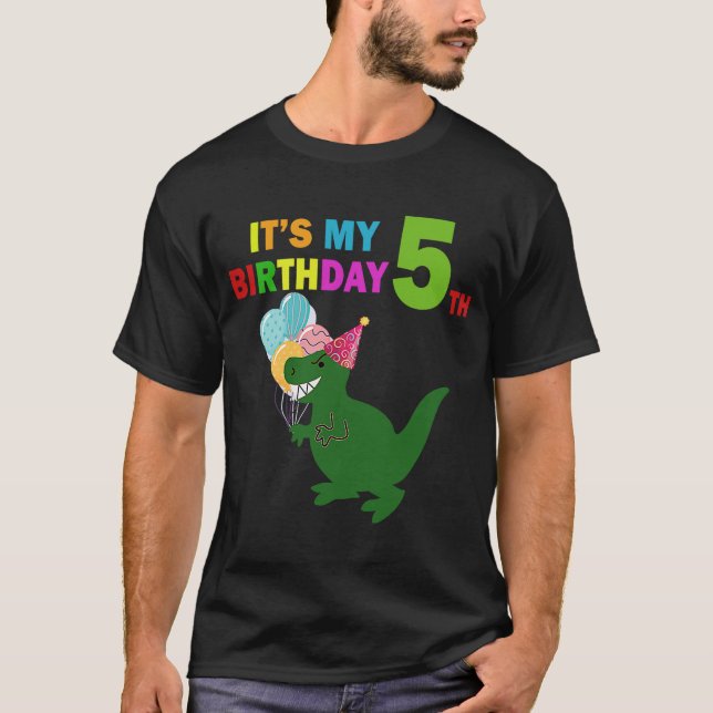 Camiseta Crianças É o meu aniversário de 5 Feliz 5 anos Din (Frente)