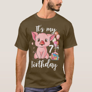 Camiseta Crianças É o meu aniversário de 7 - Porcos Bonitos