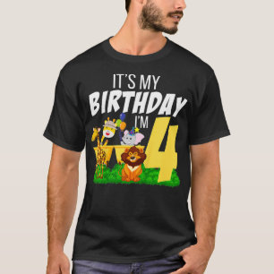 Camiseta Crianças É o meu aniversário. Tenho 4 anos Saf