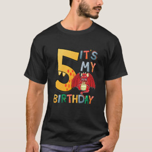 Camiseta Crianças É o meu Dragão de Aniversário de 5 5 Anos