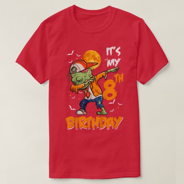 Camiseta Crianças, é o meu oitavo Aniversário, Dabbing Zomb (Frente do Design)