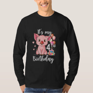 Camiseta Crianças É o meu quarto aniversário, porcos bonito