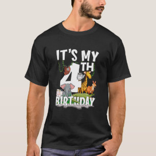 Camiseta Crianças É o meu quarto aniversário, Zoo Selva Saf