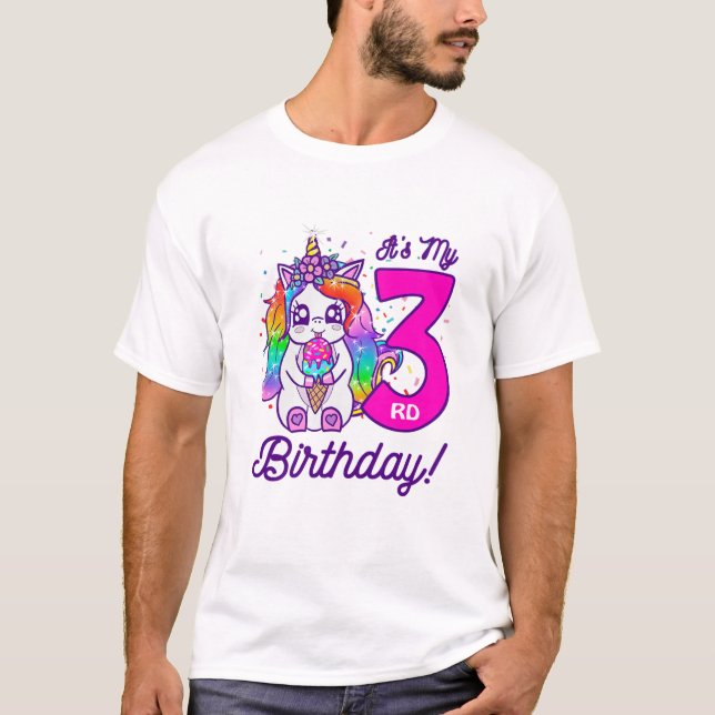 Camiseta Crianças É o meu Sorvete aniversário de 3 anos Rai (Frente)
