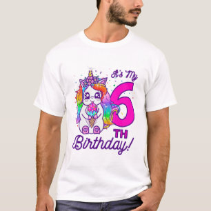 Camiseta Crianças É o meu Sorvete de Aniversário 6 Unicor