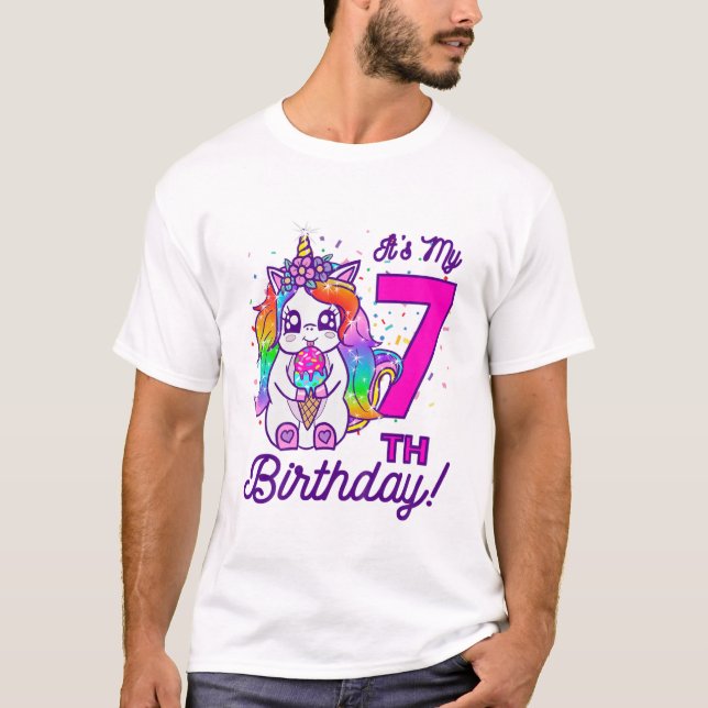 Camiseta Crianças É o meu Sorvete de Aniversário 7 Unicor (Frente)