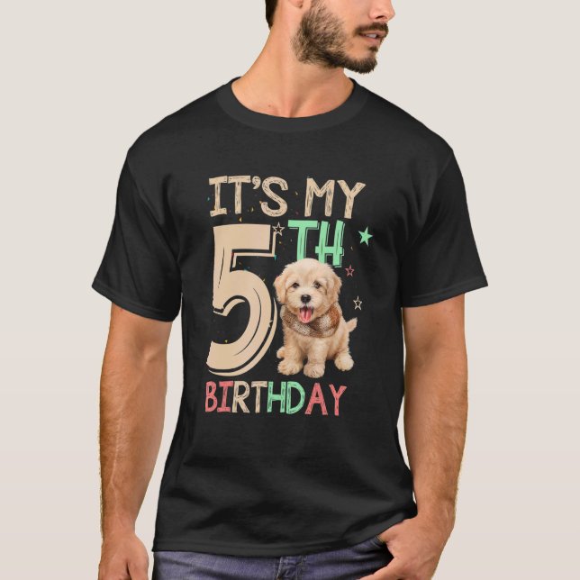 Camiseta Crianças É o meu Tema de Cachorro de Aniversário d (Frente)