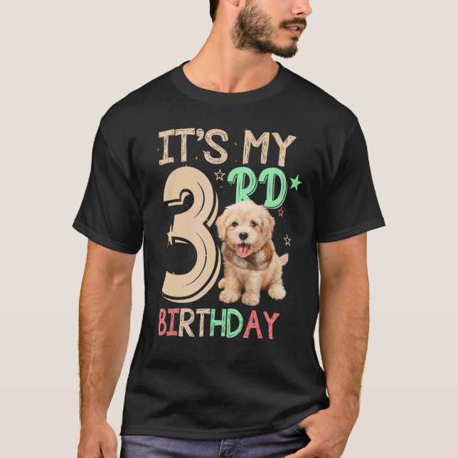 Camiseta Crianças É o meu tema de cães aniversário de 3 ano (Frente)