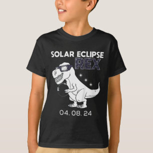 Camiseta Crianças Eclipse Solar T Rex 04.08.2024 Dino Diver