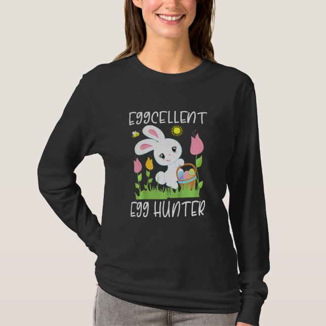 Camiseta Crianças: EGGCELLLLLON OG HUNTER Páscoa Bunny Pun  (Frente)