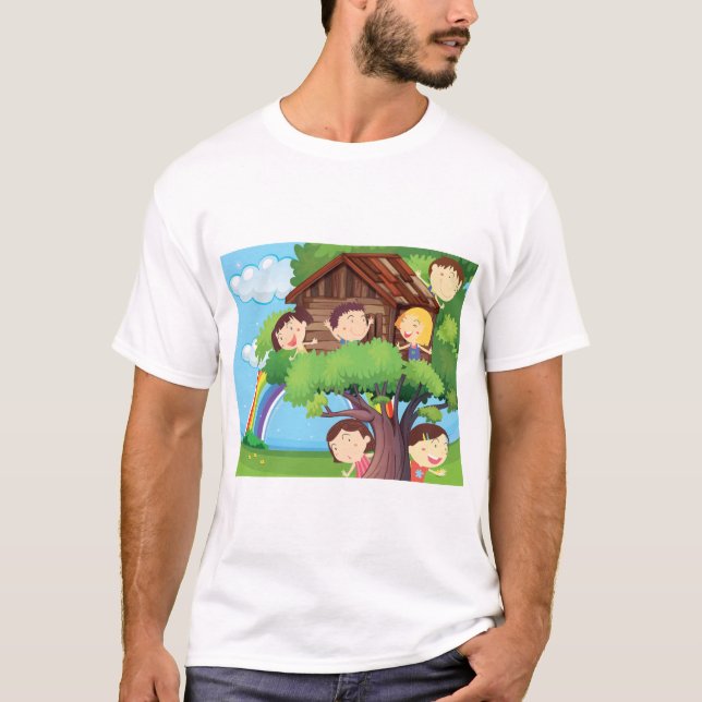 Camiseta Crianças Em Um Treehouse (Frente)