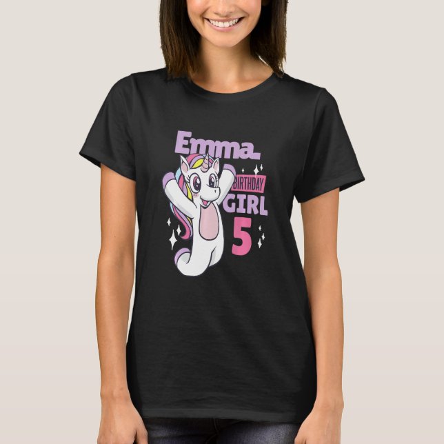 Camiseta Crianças Emma é aniversário para seu aniversário 5 (Frente)