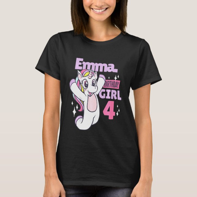 Camiseta Crianças Emma é aniversário para seu quarto aniver (Frente)
