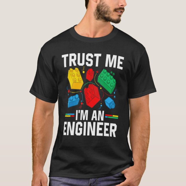 Camiseta Crianças engenheiros Brinquedos Grandes Blocos De  (Frente)