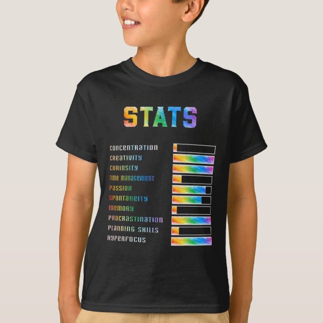 Camiseta Crianças Engraçadas Com Adhd Stats Neurodiversity  (Frente)