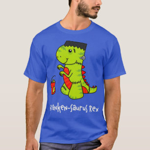 Camiseta Crianças Engraçadas Dinossauro Halloween Frankenst
