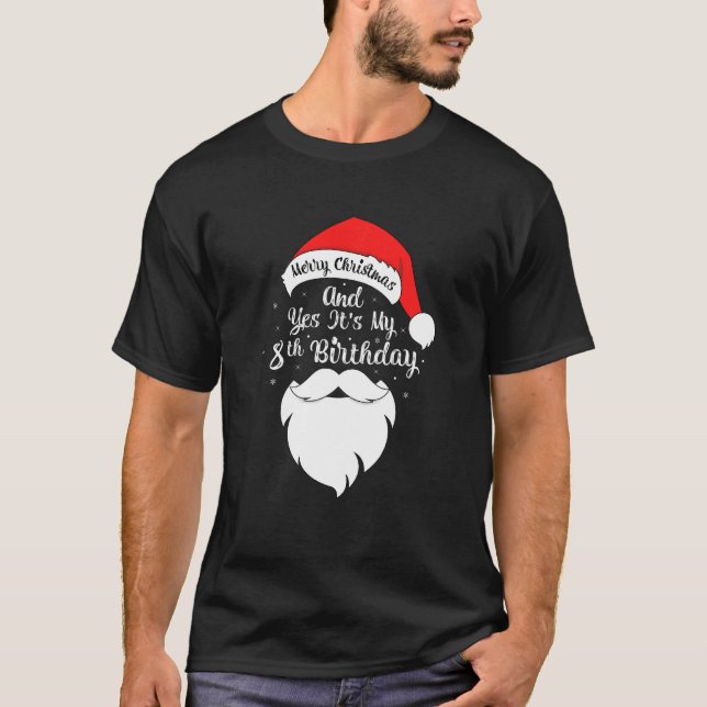 Camiseta Crianças Engraçadas Feliz Natal E Sim É Meu 8º Bir (Frente)