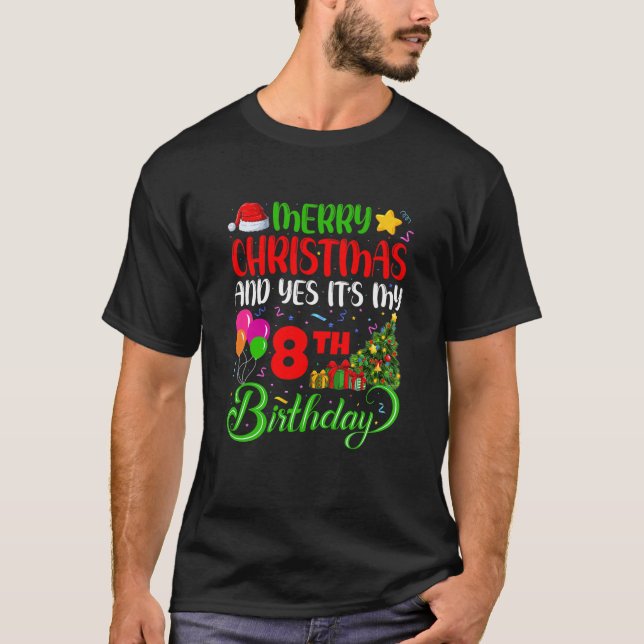 Camiseta Crianças Engraçadas Feliz Natal Sim É Meu 8º Anive (Frente)