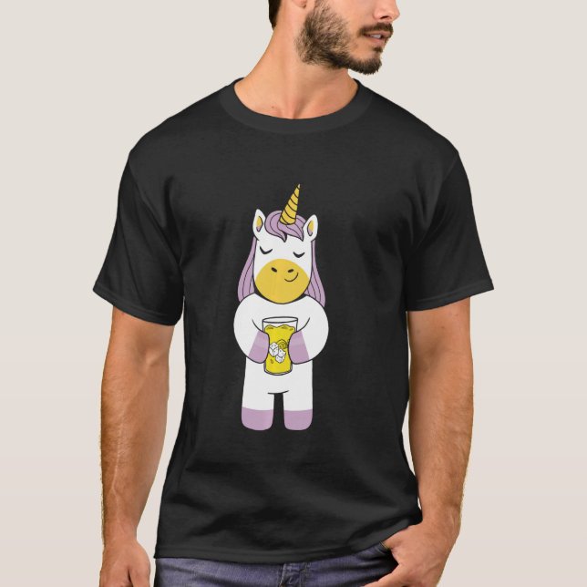 Camiseta Crianças Engraçadas Lemonade Stand Unicorn Lemon C (Frente)