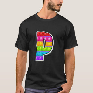 Camiseta Crianças Engraçadas Pop Ti P Letra Maiúscula P