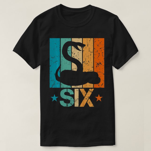Camiseta Crianças Engraçado 6 Cobra de Aniversário de 6 Ano (Frente do Design)