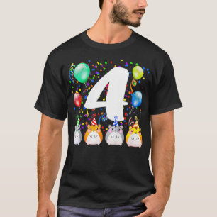Camiseta Crianças Engraçado Hamster Guiné Porco 4º Aniversá