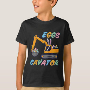 Camiseta Crianças Escavadoras Páscoas Ovos Cavador Construç